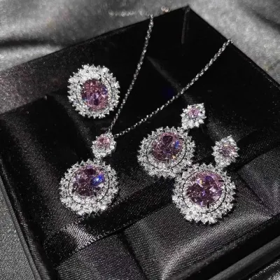 Delicate Diamond Shiny Zircon Jewellery Set (4 pcs)